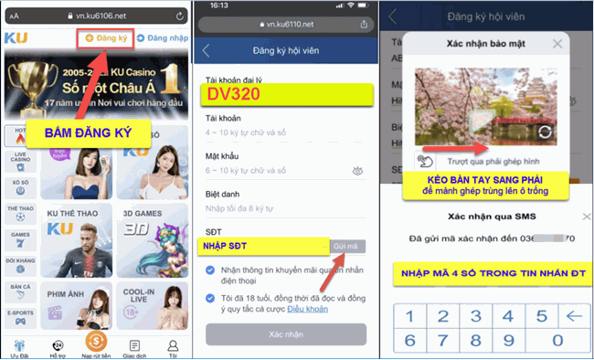 đăng kí tài khoản kubet điện thoại